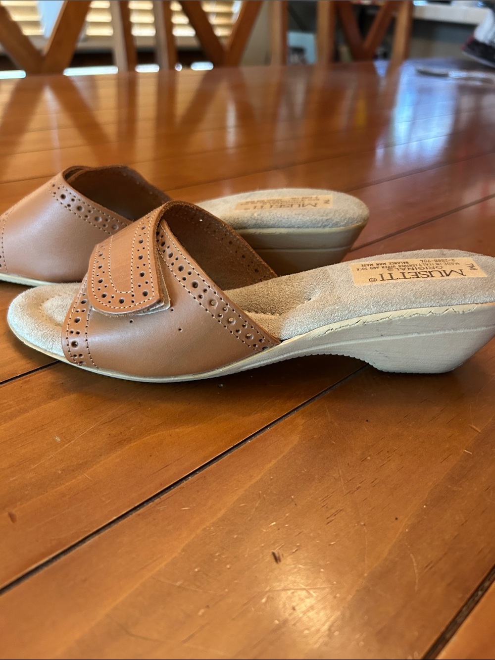 Musetti Originals Italy Leather Comfort Slide Sandals Tan Size 7